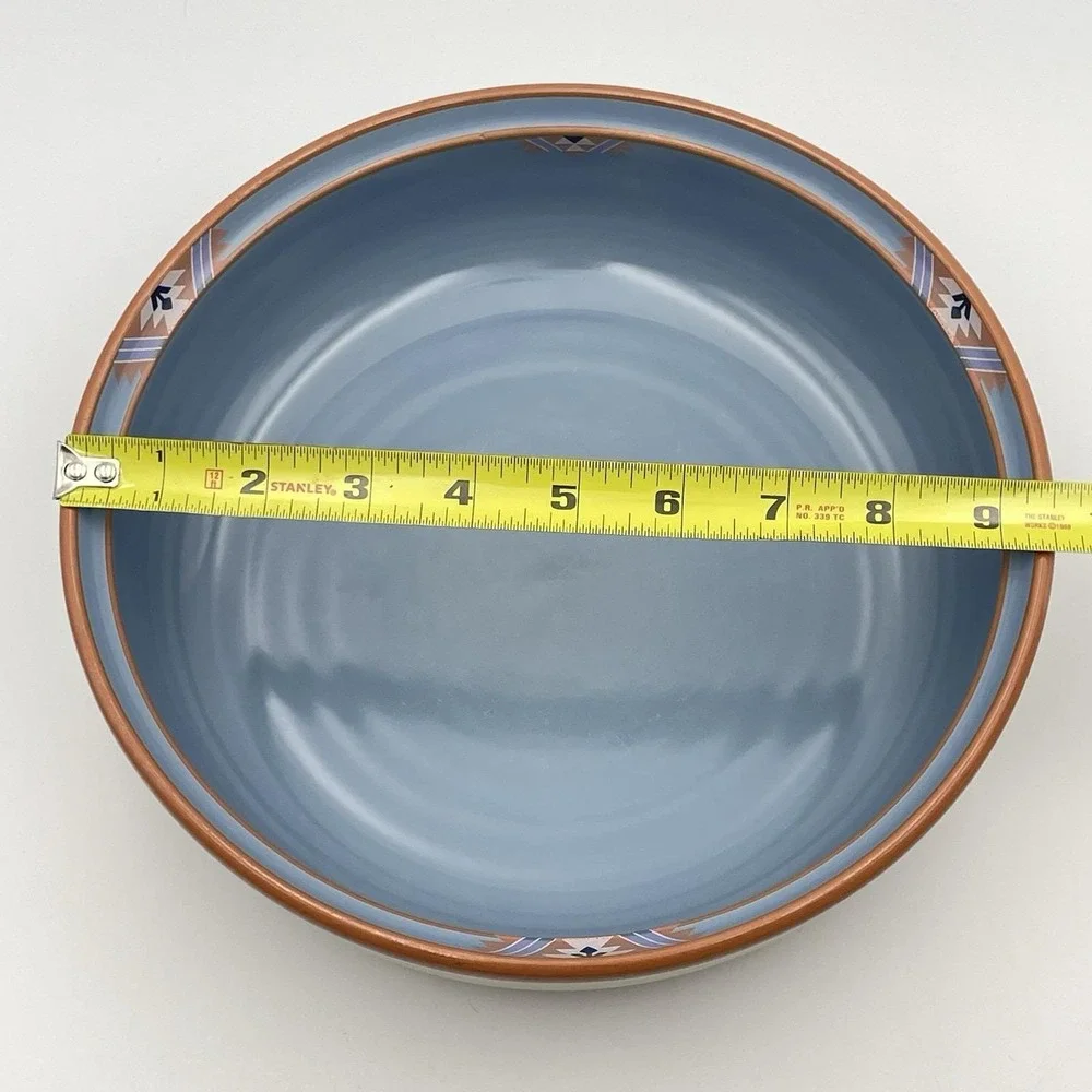 Vintage 1980s Noritake Blue Adobe Stoneware Serving Bowl 9.5